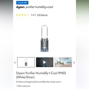 NEW Dyson PH03 Silver Air Purifier with HEPA Filter